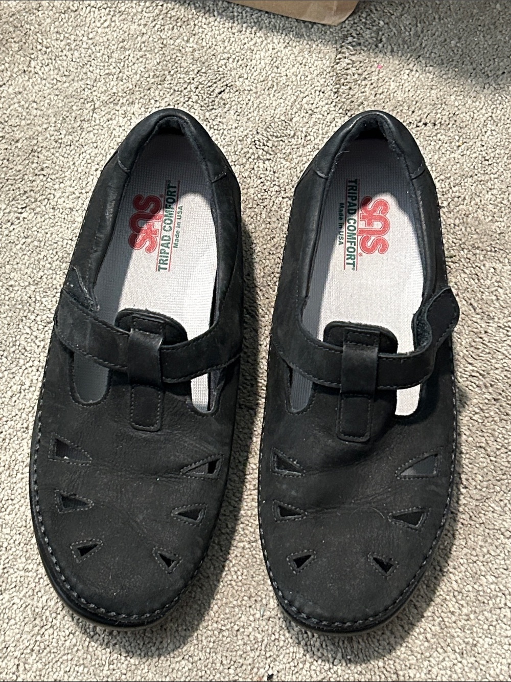 SAS Black Nubuck Slip-On Mary Jane Comfort Shoes